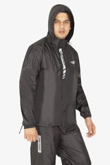 Lone Ranger Black Waterproof Motorcycle Rain Suit Jacket and Pants Set with Reflective Strips