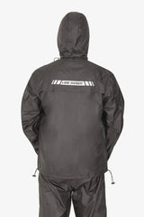 Lone Ranger Black Waterproof Motorcycle Rain Suit Jacket and Pants Set with Reflective Strips