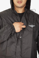 Lone Ranger Black Waterproof Motorcycle Rain Suit Jacket and Pants Set with Reflective Strips