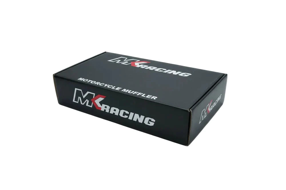 MK Racing brushed stainless steel slip-on exhaust muffler pair for Royal Enfield Continental GT 650