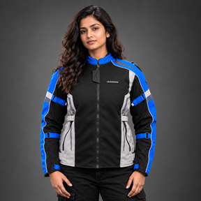Lone Ranger Women Addon Pro motorcycle riding jacket in blue front view