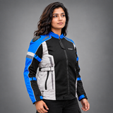 Lone Ranger Women Addon Pro motorcycle riding jacket in blue front view