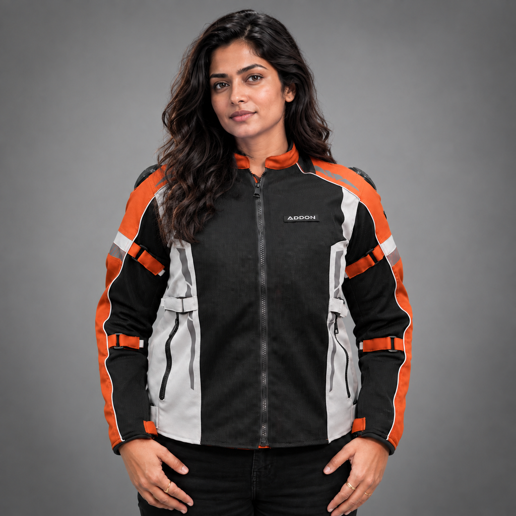 Lone Ranger Women Addon Pro motorcycle riding jacket in rust front view

