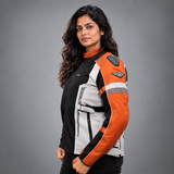 Lone Ranger Women Addon Pro motorcycle riding jacket in rust front view

