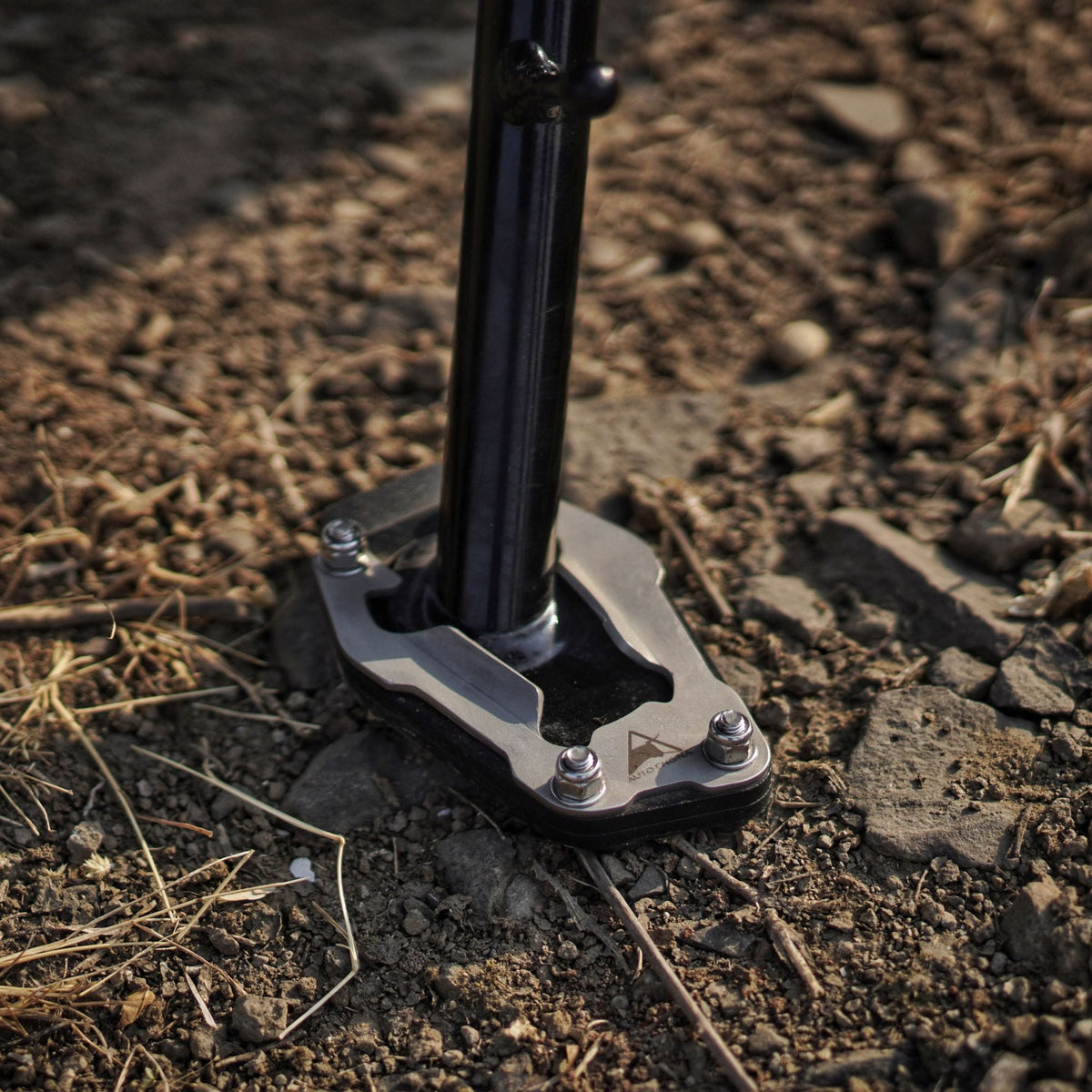 Auto Engina Side Stand Extender for Triumph Scrambler 400X in black with aluminium and stainless steel construction