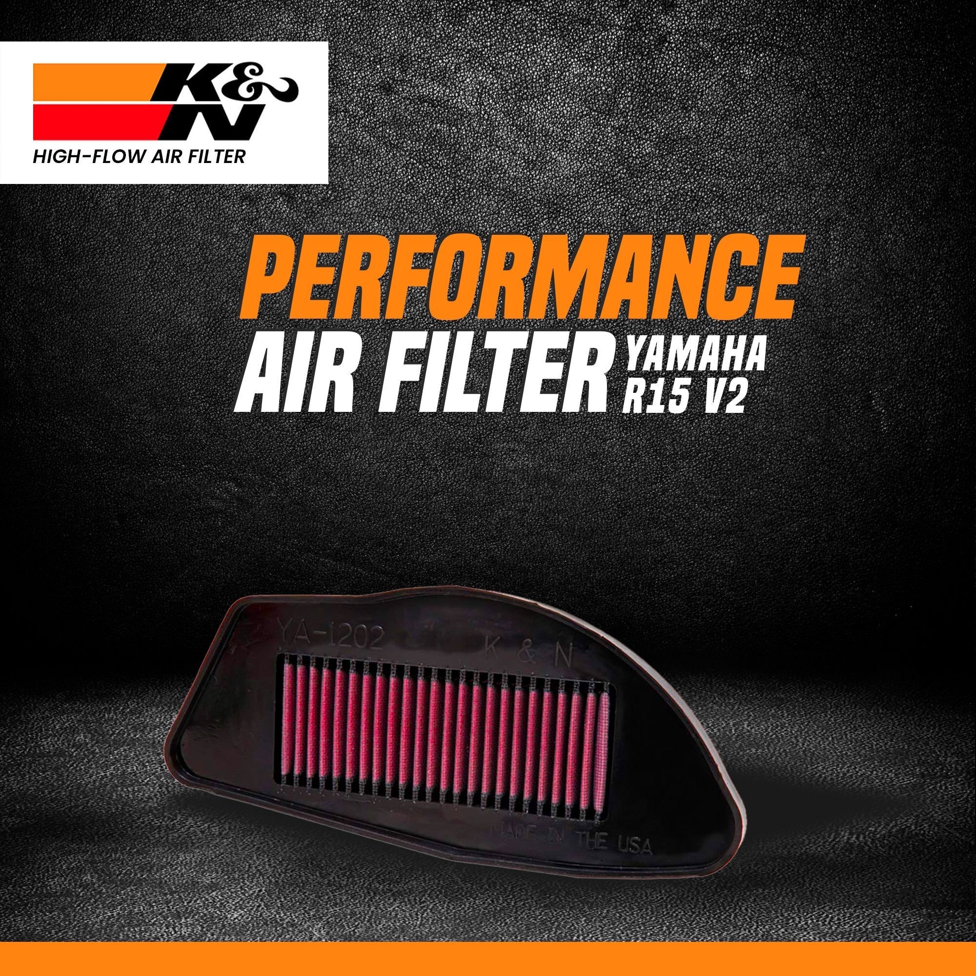 K&N YA-1208 high flow air filter for Yamaha R15 V1 and V2 150cc performance motorcycle washable reusable engine filter