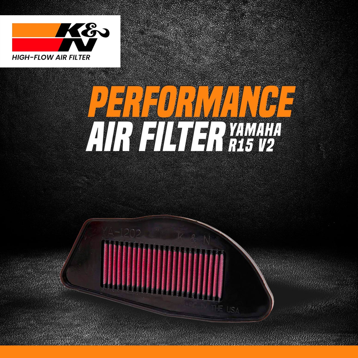 K&N YA-1208 high flow air filter for Yamaha R15 V1 and V2 150cc performance motorcycle washable reusable engine filter