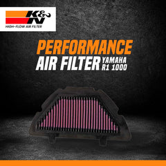 K&N YA-1007 air filter for Yamaha YZF R1 2007 2008 high performance reusable filter
