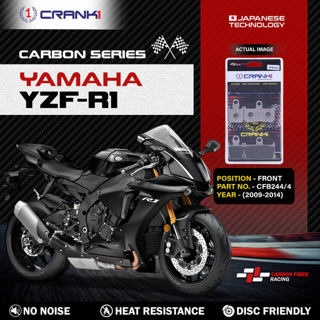 CRANK1 CFB244/4 Carbon Front Brake Pads for Yamaha YZF-R1 2009-2014