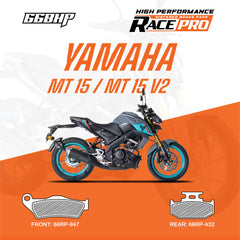 66BHP Race Pro Sintered Brake Pads for Yamaha MT-15 Front 947 Rear 432