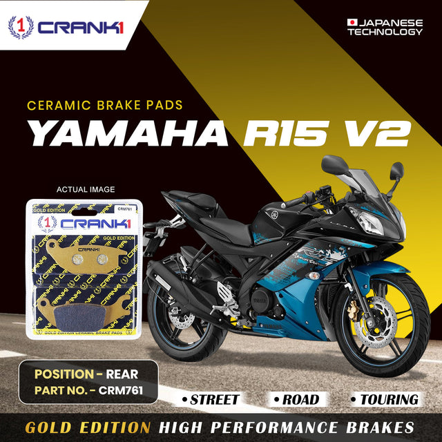 CRANK1 Ceramic Rear Brake Pads CRM761 for Yamaha R15 V2 HH Rated Disc Brake Pads