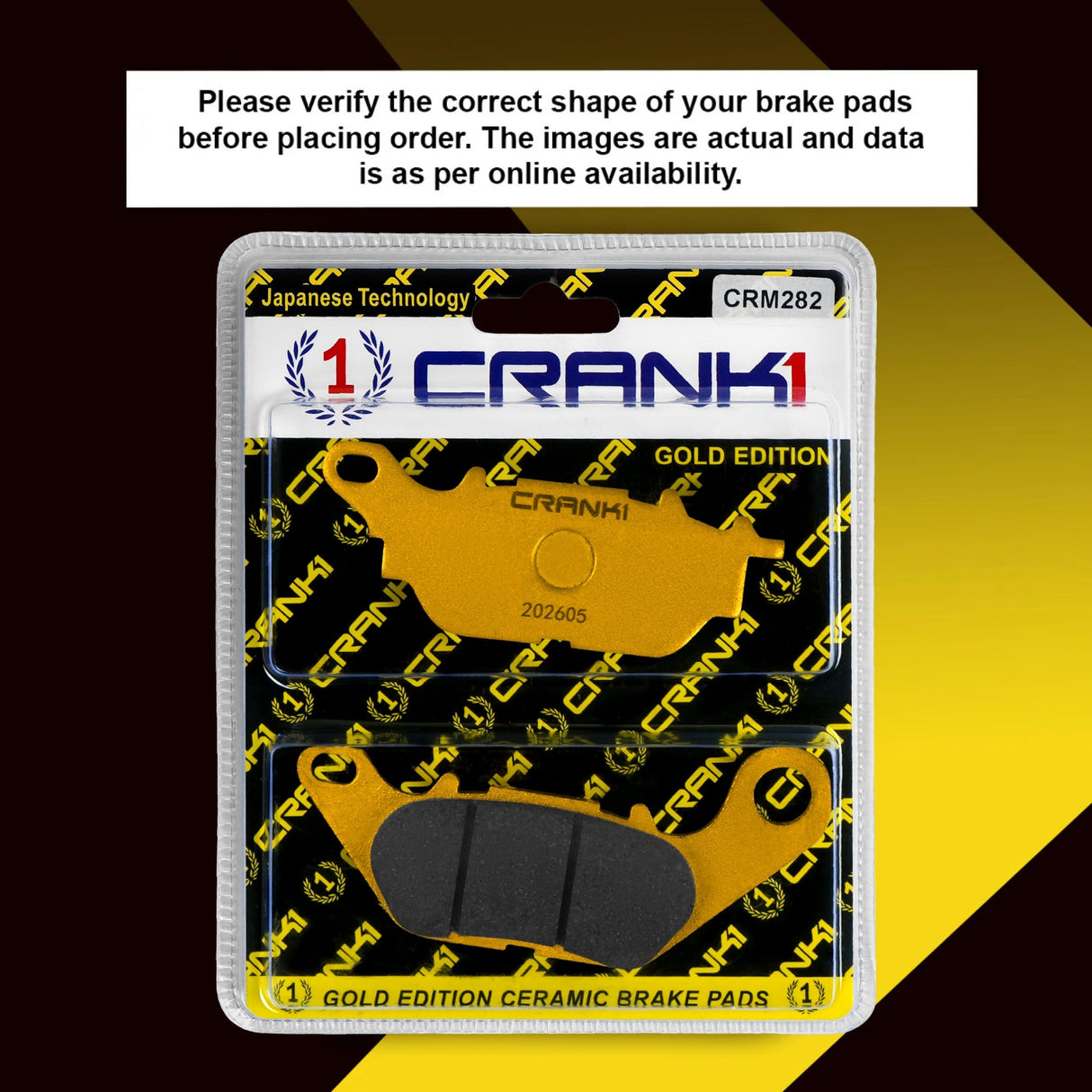 CRANK1 Ceramic Brake Pads for Yamaha YBR125 2010-2016 Front Disc Brake CRM282