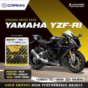 CRANK1 CRM471 ceramic rear brake pads for Yamaha YZF-R1 2015-2020 motorcycle