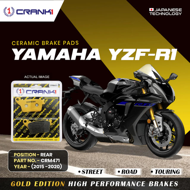 CRANK1 CRM471 ceramic rear brake pads for Yamaha YZF-R1 2015-2020 motorcycle