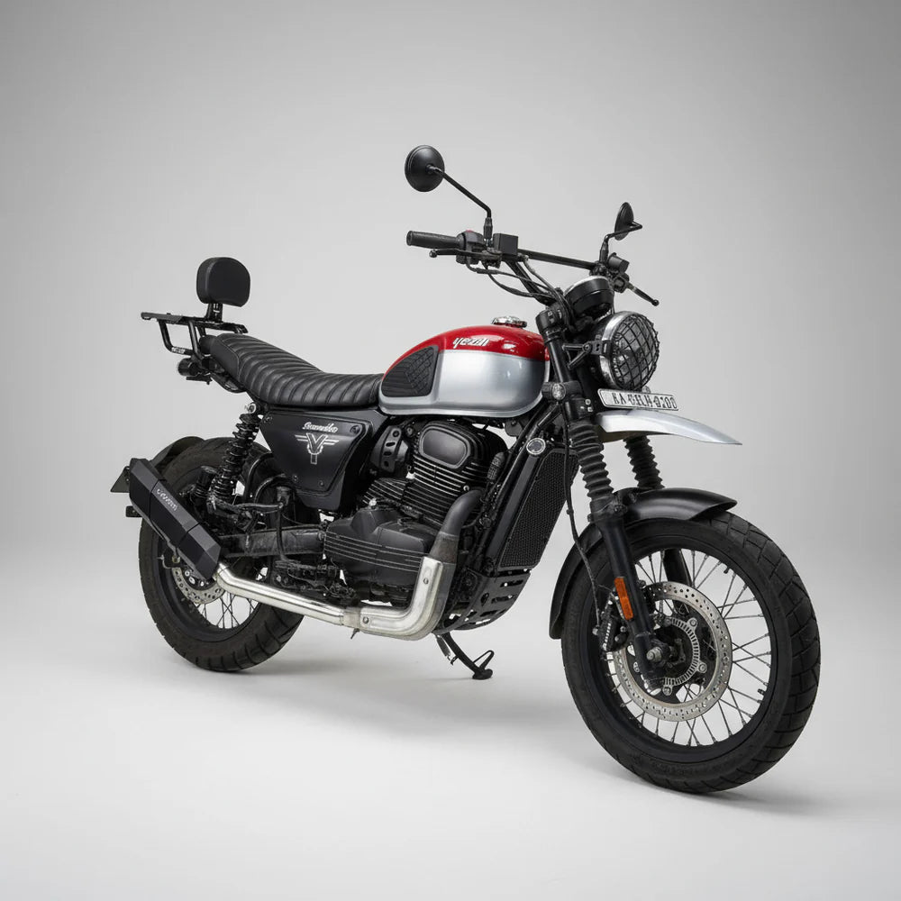 Barrel Rogue 2.0 exhaust Yezdi Scrambler with link pipe performance slip on exhaust India