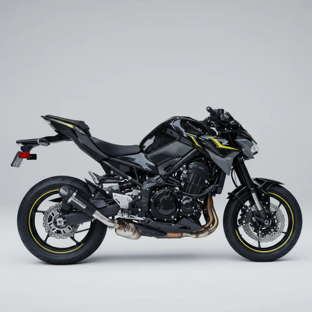 Barrel Outlaw V2 stainless steel slip-on exhaust with link pipe for Kawasaki Z900 motorcycle