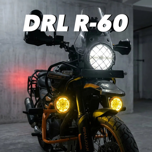 ZANA Universal DRL-R 60 120W LED Motorcycle Fog Lights with Dual Colour DRL, Amber Covers, Black Covers and Complete Wiring Kit | Legendary Custom