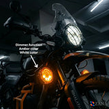 ZANA Universal DRL-R 60 120W LED Motorcycle Fog Lights with Dual Colour DRL, Amber Covers, Black Covers and Complete Wiring Kit | Legendary Custom