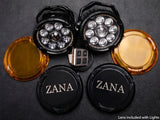 ZANA Universal DRL-R 60 120W LED Motorcycle Fog Lights with Dual Colour DRL, Amber Covers, Black Covers and Complete Wiring Kit | Legendary Custom