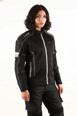 Lone Ranger Women Addon Pro Black Grey Level 2 Armored Motorcycle Riding Jacket