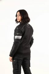 Lone Ranger Women Addon Pro Black Grey Level 2 Armored Motorcycle Riding Jacket
