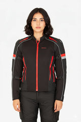 Lone Ranger Women Addon Pro Black Red Level 2 Armored Motorcycle Riding Jacket