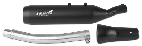 Silver Stallion Outlander exhaust for Royal Enfield Bear 650 available in silver matte black and brushed finish