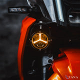 ZANA Universal DRL R-35 70W LED Motorcycle Fog Lights with Amber DRL, Yellow & White Beam Modes, Wiring Harness and Crash Guard Clamps | Legendary Custom