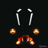 ZANA Universal DRL R-35 70W LED Motorcycle Fog Lights with Amber DRL, Yellow & White Beam Modes, Wiring Harness and Crash Guard Clamps | Legendary Custom