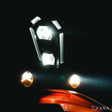 ZANA Universal DRL R-35 70W LED Motorcycle Fog Lights with Amber DRL, Yellow & White Beam Modes, Wiring Harness and Crash Guard Clamps | Legendary Custom