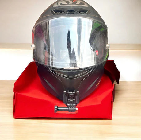 KYT TT Revo helmet chin mount installed for GoPro POV racing footage