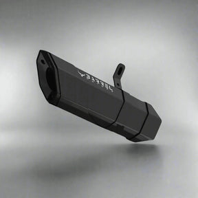 Barrel Rogue 2.0 stainless steel slip-on motorcycle exhaust available in black and steel finishes