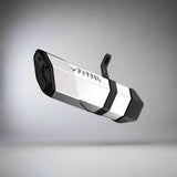 Barrel Rogue 2.0 stainless steel slip-on motorcycle exhaust available in black and steel finishes