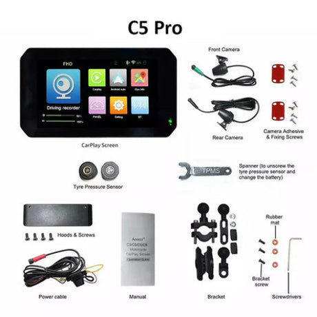Aoocci C5 Pro Motorcycle Dash Cam Front and Rear 1080P HD with GPS and Anti-Theft