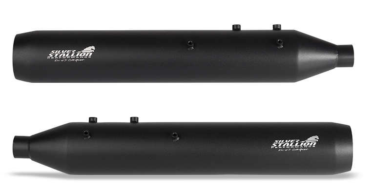 Silver Stallion Roadking exhaust for Royal Enfield Shotgun 650 available in silver matte black and brushed finish