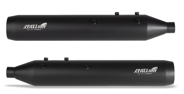 Silver Stallion Roadking exhaust for Royal Enfield Shotgun 650 available in silver matte black and brushed finish