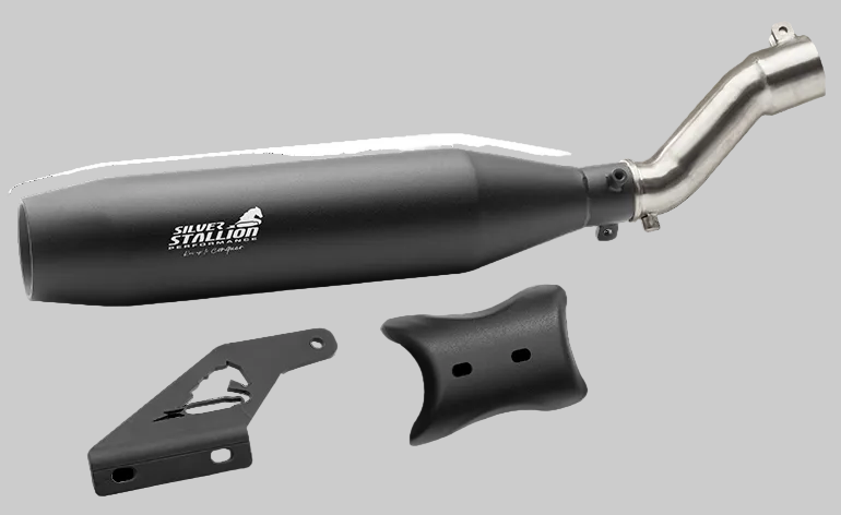 Silver Stallion Blaze Performance Exhaust for Triumph Speed 400 Scrambler 400X T4 silver black matte brushed