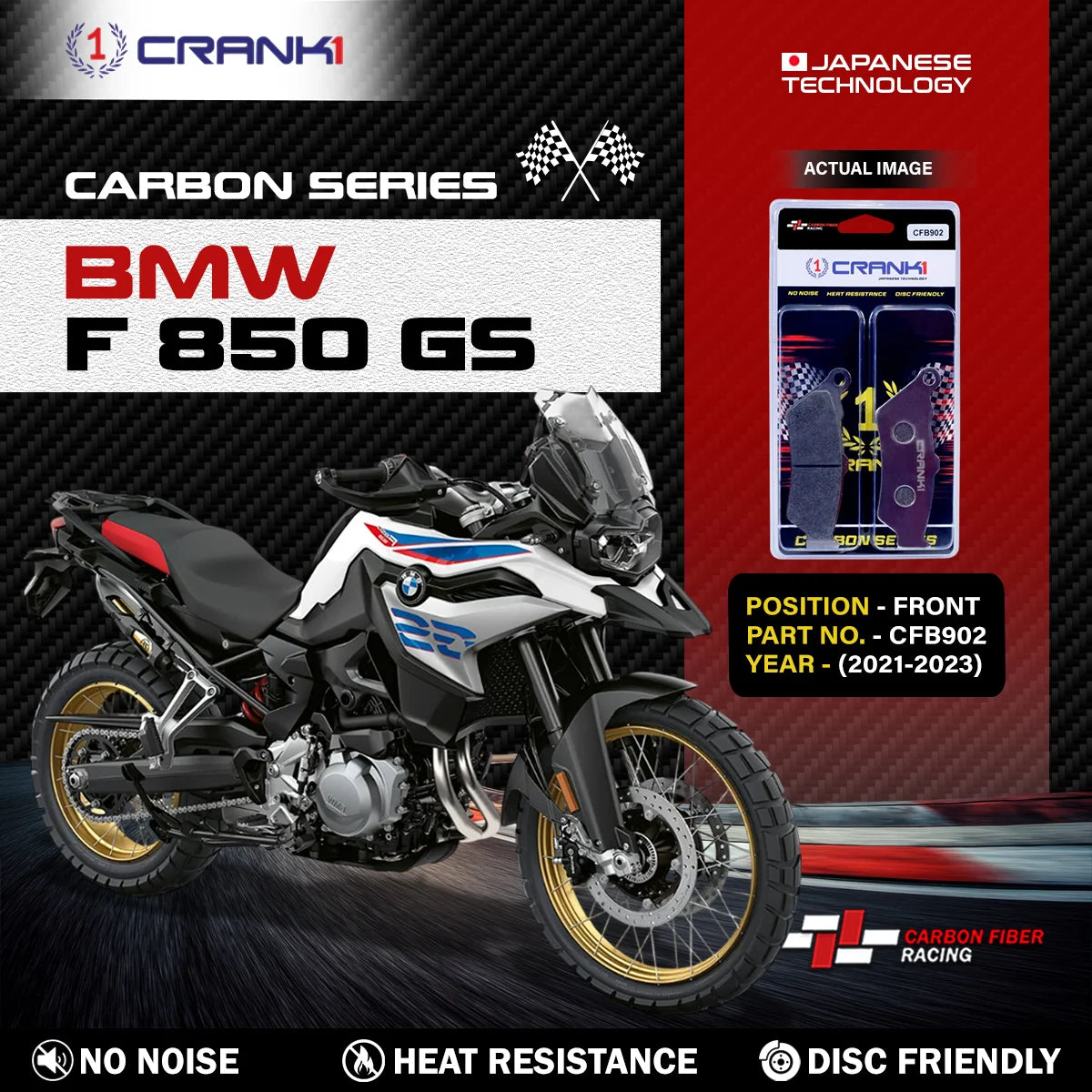 CRANK1 CFB902 carbon front brake pads for BMW F 850 GS 2021-2023