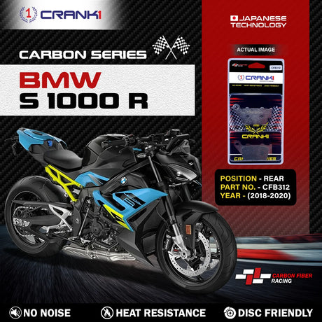 CRANK1 Carbon Brake Pads CFB312 for BMW S 1000 R 2018-2020 Rear