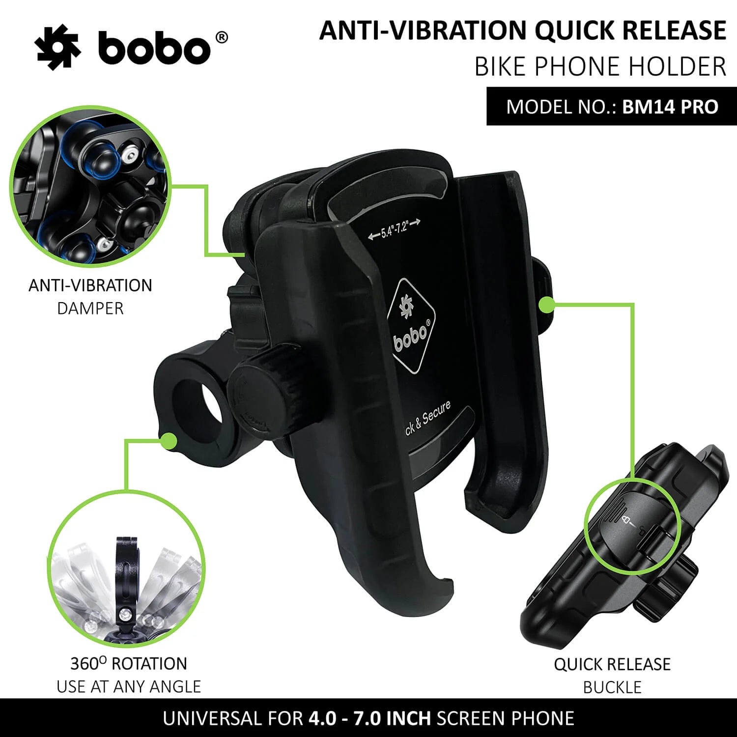 BOBO BM14 PRO X quick release bike phone holder