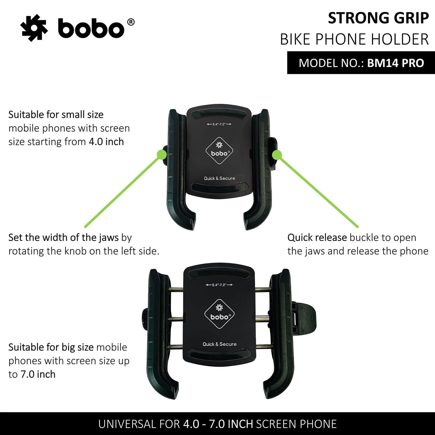 BOBO BM14 PRO X quick release bike phone holder