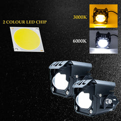 HJG Projector Box LED Fog light DUAL COLOUR ALL IN ONE LED FOG LIGHT 60W 12- 80V LIGHT FOR OFF ROAD SAFETY (Set of 2 with switch)