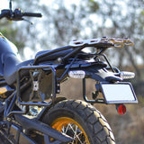 Auto Engina Pannier and Saddle Stay installed on Royal Enfield Himalayan 450 for hard panniers and soft luggage support