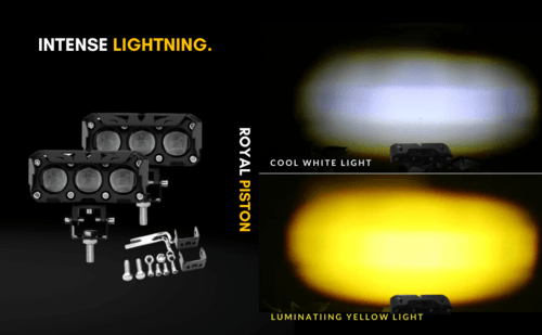 HJG Original 90W Mega Drive 3 Lens Dual Color White/Yellow LED Foglights (Set of 2)