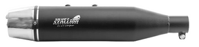 Silver Stallion Shorty Performance Exhaust for Royal Enfield Hunter 350 dual tone black matte silver brushed