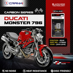 CRANK1 CFB662 carbon rear brake pads for Ducati Monster 796 2010-2016