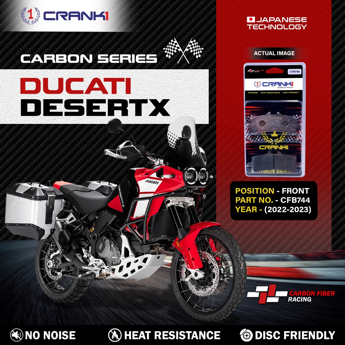 CRANK1 CFB744 carbon front brake pads for Ducati DesertX
