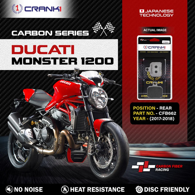 CRANK1 CFB662 carbon rear brake pads for Ducati Monster 1200 2017-2018