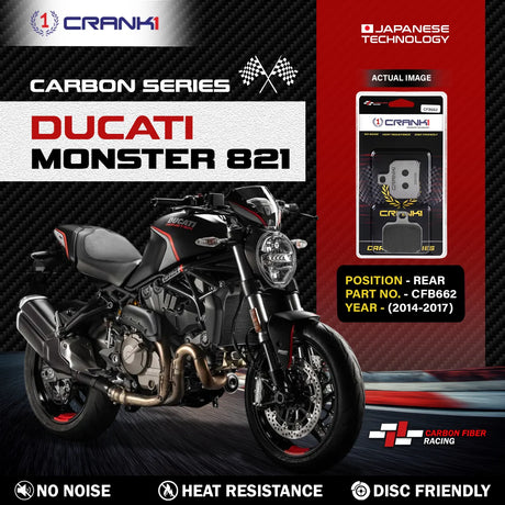 CRANK1 CFB662 carbon rear brake pads for Ducati Monster 821 2014-2017