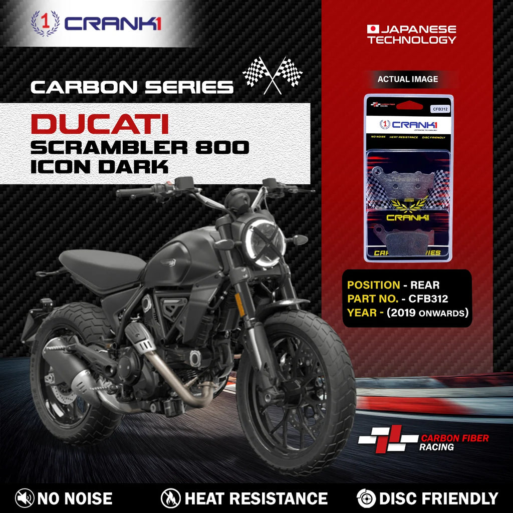 CRANK1 Carbon Brake Pads CFB312 for Ducati Scrambler 800 Icon Dark Rear Brake